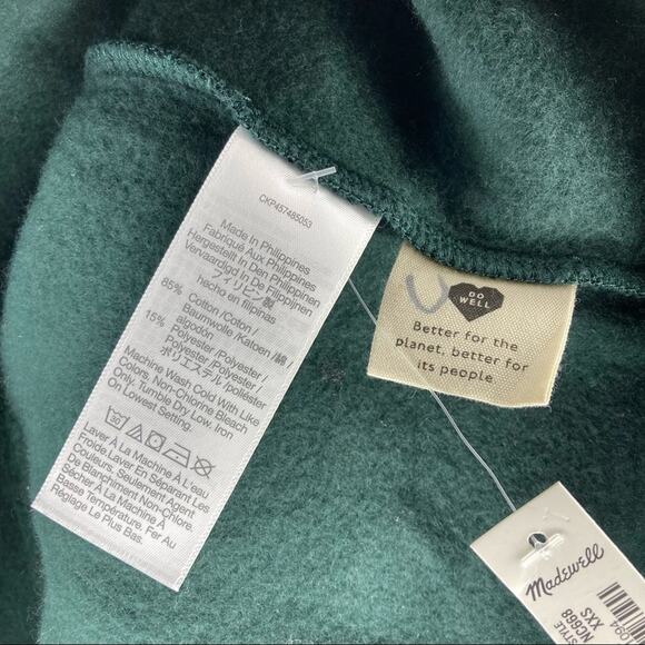 NWT MADEWELL MWL Betterterry Relaxed Turtleneck Sweatshirt Spruce Green XXS - Picture 5 of 5